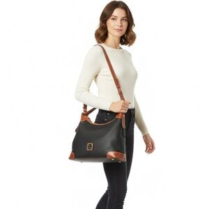 The Dooney & Bourke Erica Black Pebbled Leather Hobo Shoulder Bag